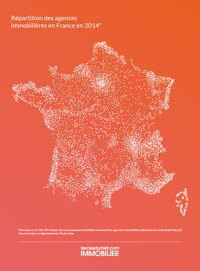 Carte des agences immobilières en France en 2014
